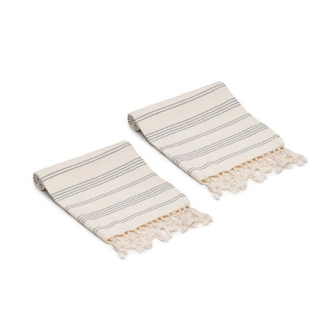 Heritage Stripe Turkish Cotton Hand Towels - Set of 2