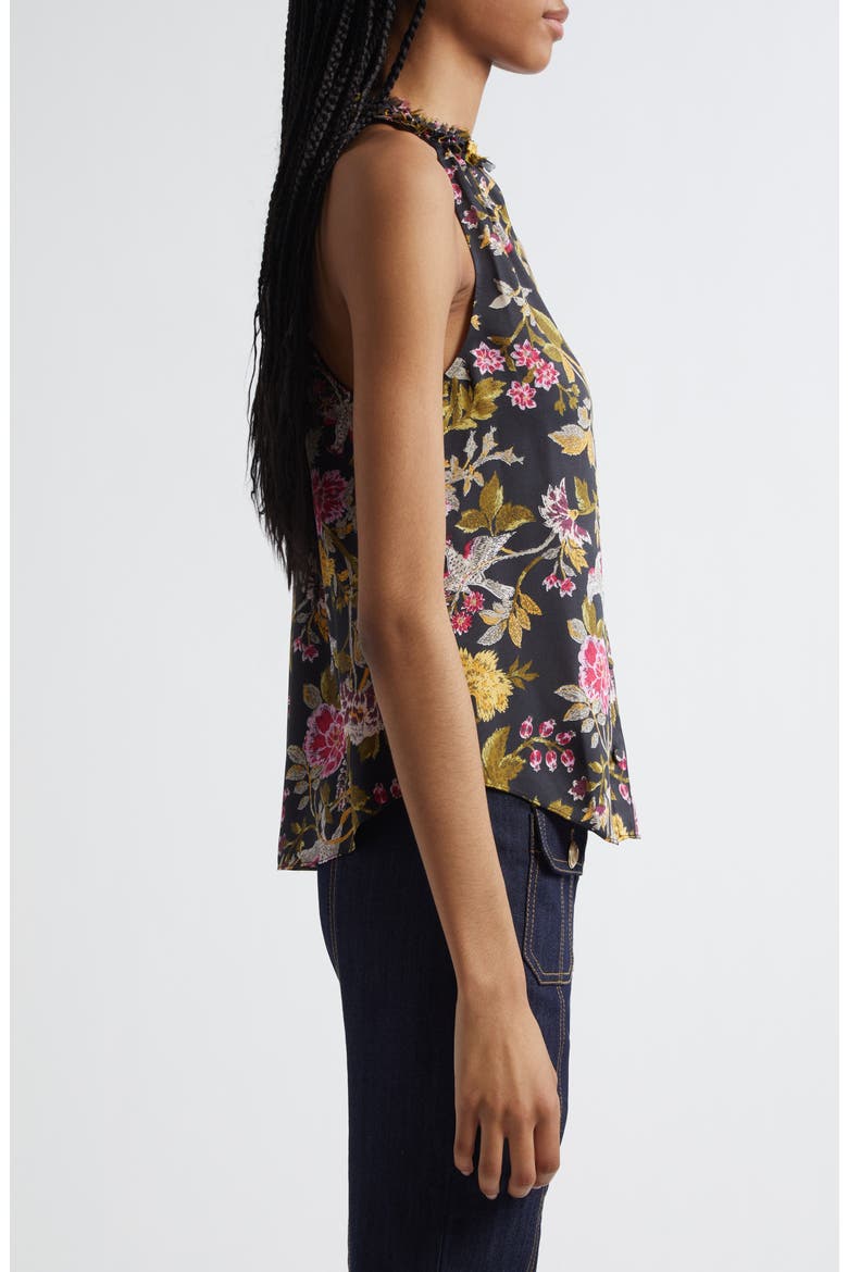 Hannah Jessie Floral Sleeveless Silk Top, Alternate, color, BLACK MULTI