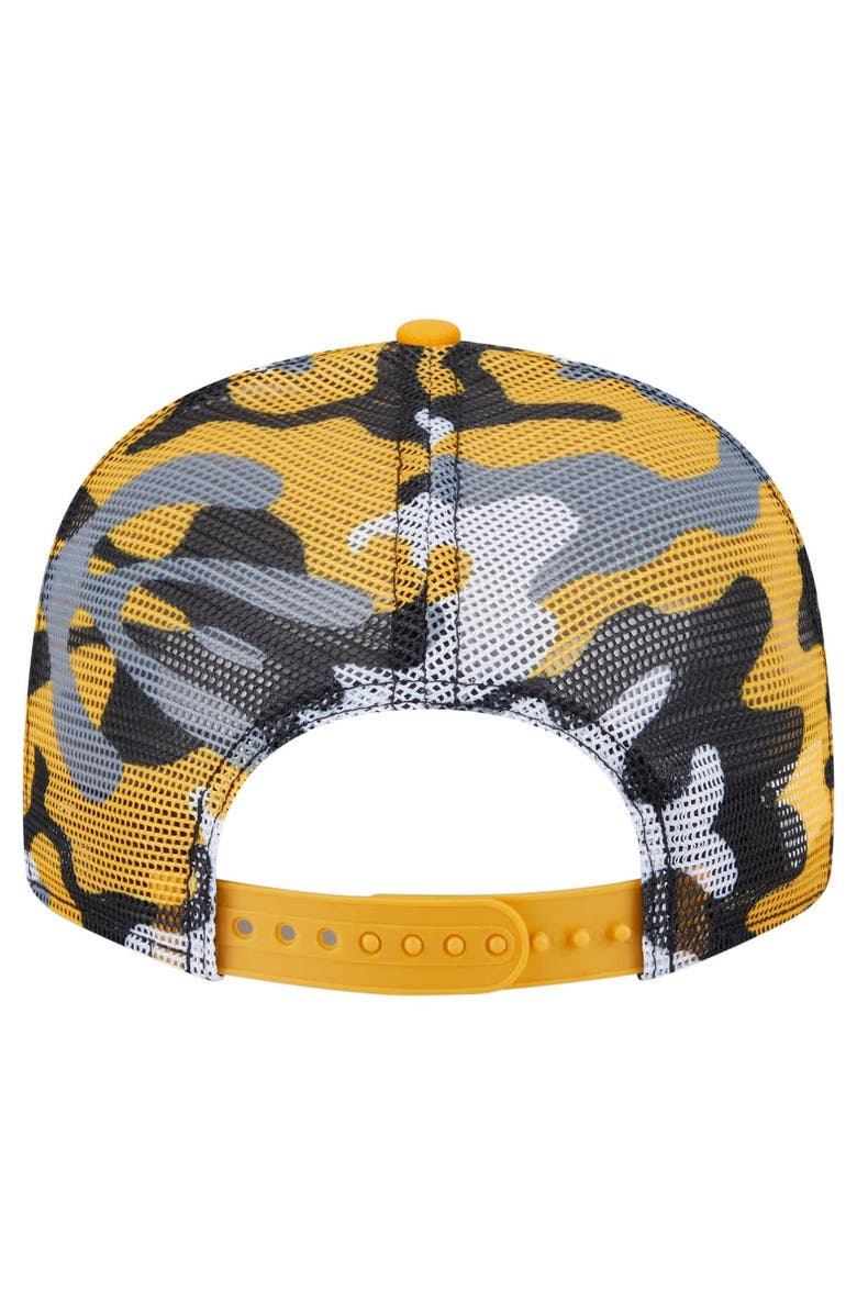 New Era Men's New Era Black/Gold Boston Bruins Camo Meshback 9FIFTY Snapback Hat, Alternate, color, Black