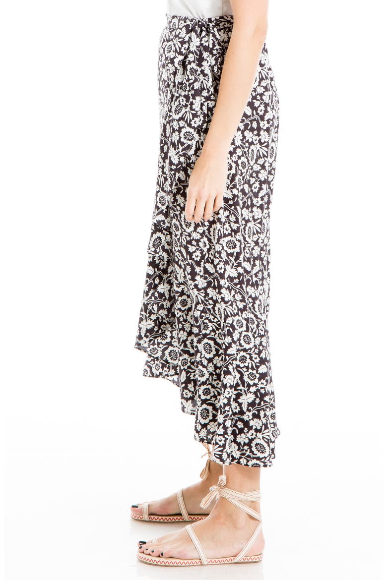 Side Tie Ruffle Maxi Skirt, Alternate, color, BLCK/ IVRY MED FLWY MRGLD