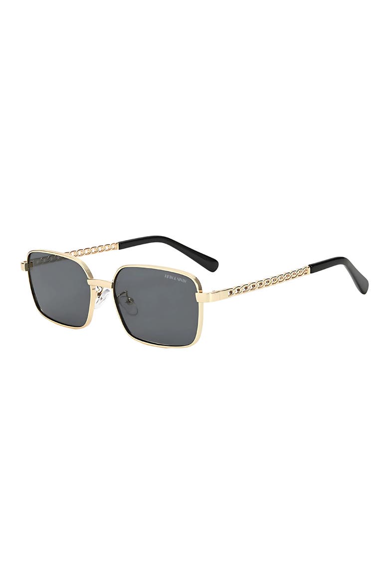 Romy 60mm Polarized Rectangle Sunglasses, Alternate, color, GOLD / BLACK