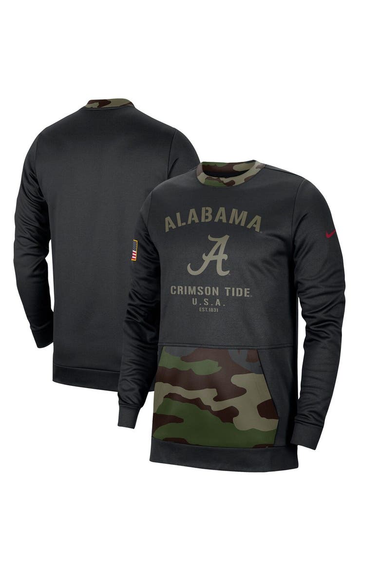Men's Nike Black/Camo Alabama Crimson Tide Military Appreciation Performance Pullover Sweatshirt, Alternate, color, Black