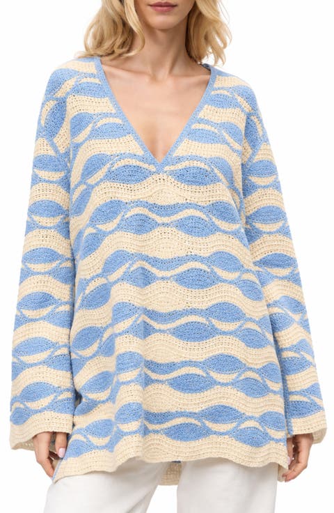 Scallop Crochet Tunic Sweater