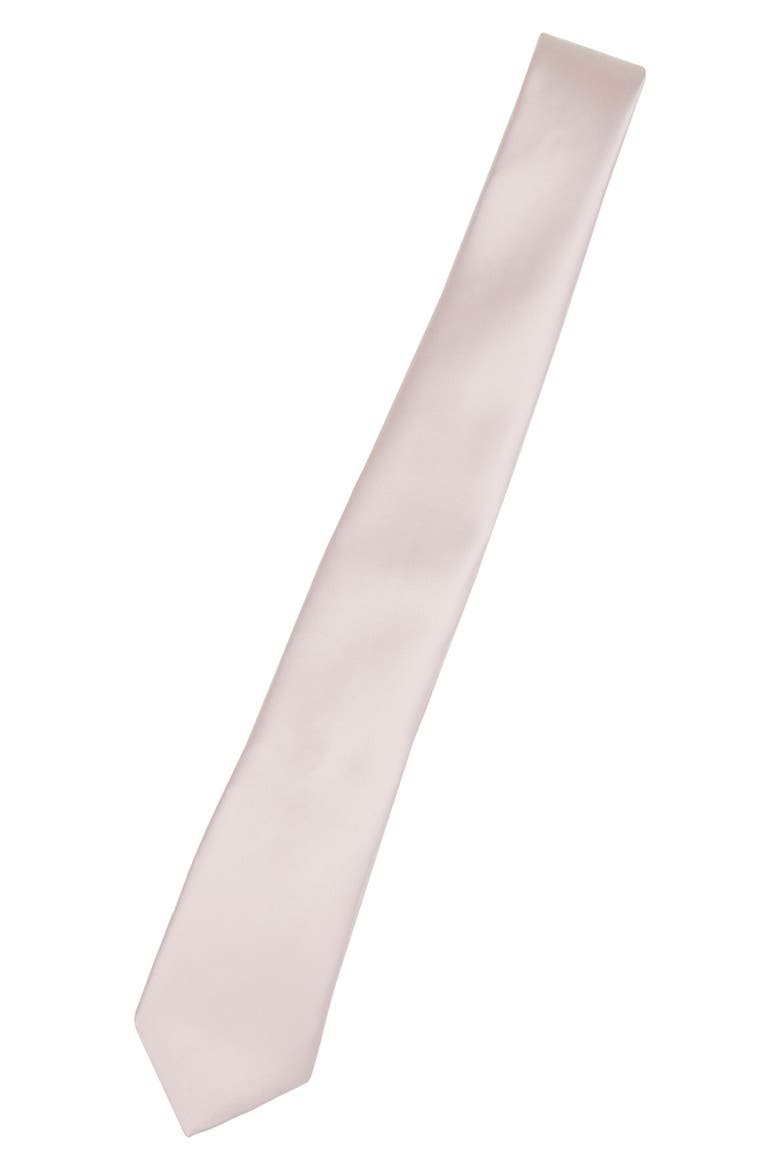 Solid Satin Tie, Alternate, color, BLUSH