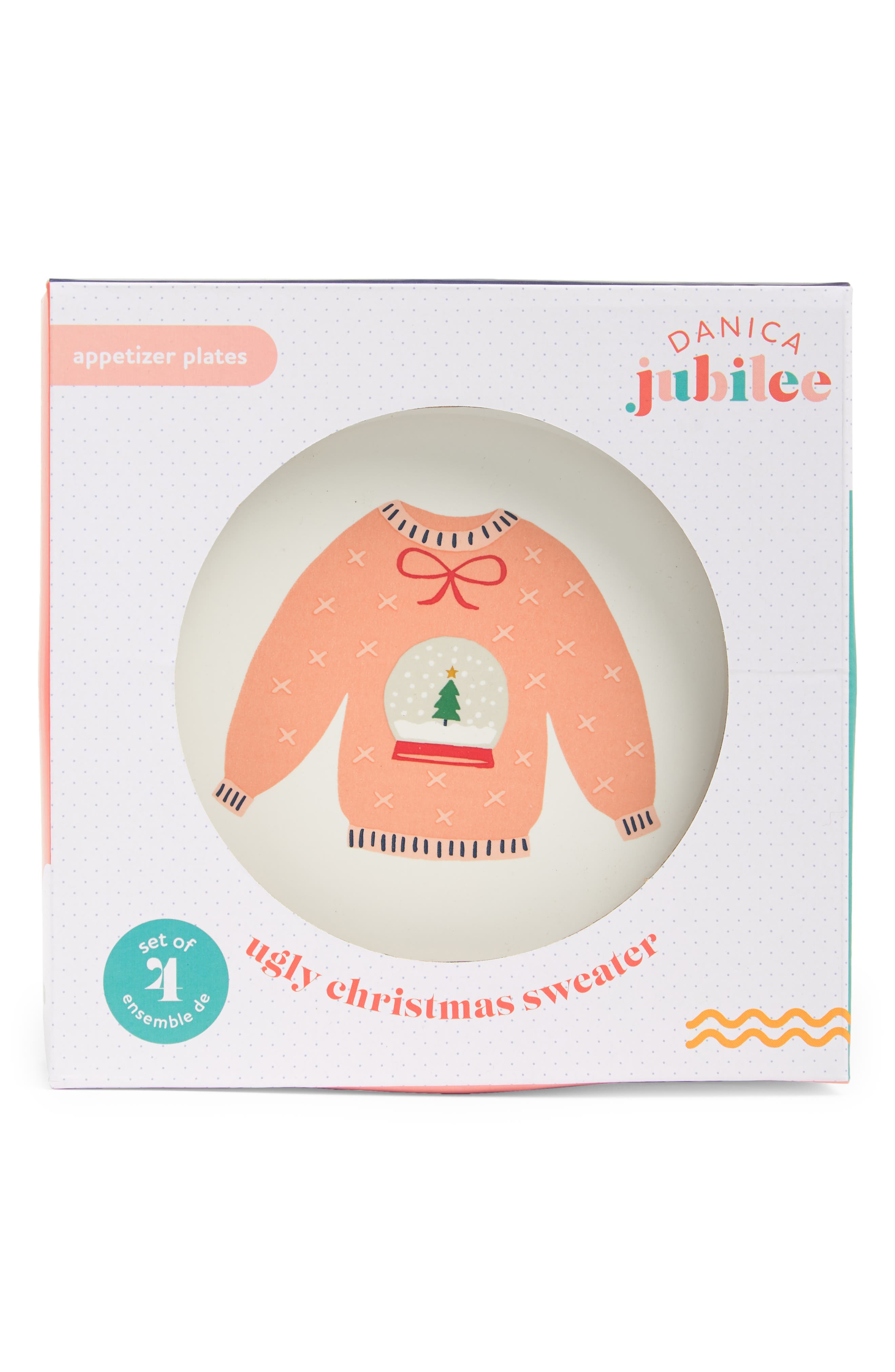 Now Designs Set of 4 Ugly Christmas Sweater Stoneware Appetizer Plates ...