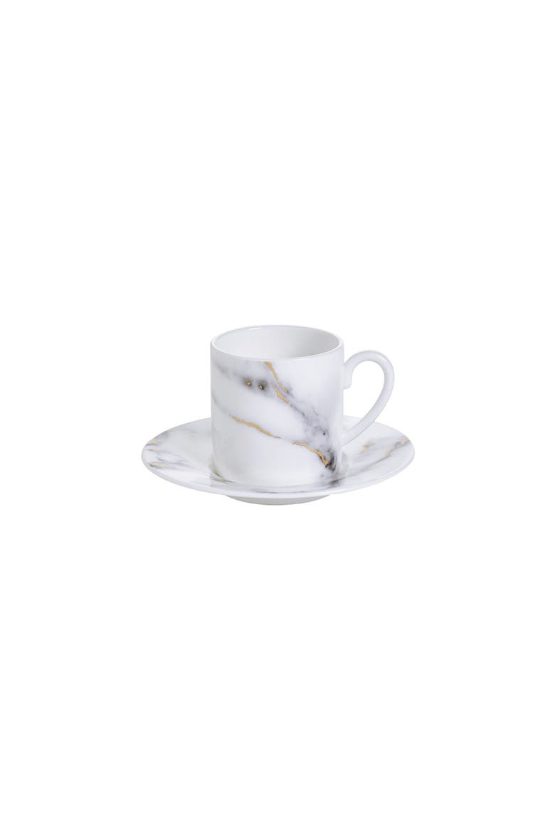 Marble Venice Fog Espresso Cup & Saucer, Main, color, White