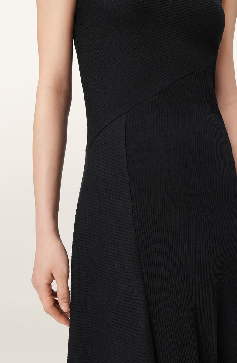 AllSaints Gia Sleeveless Asymmetric Maxi Dress, Alternate, color, Black