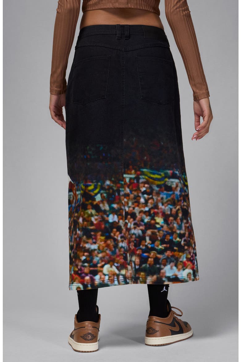 Air Jordan Denim Midi Skirt, Alternate, color, BLACK