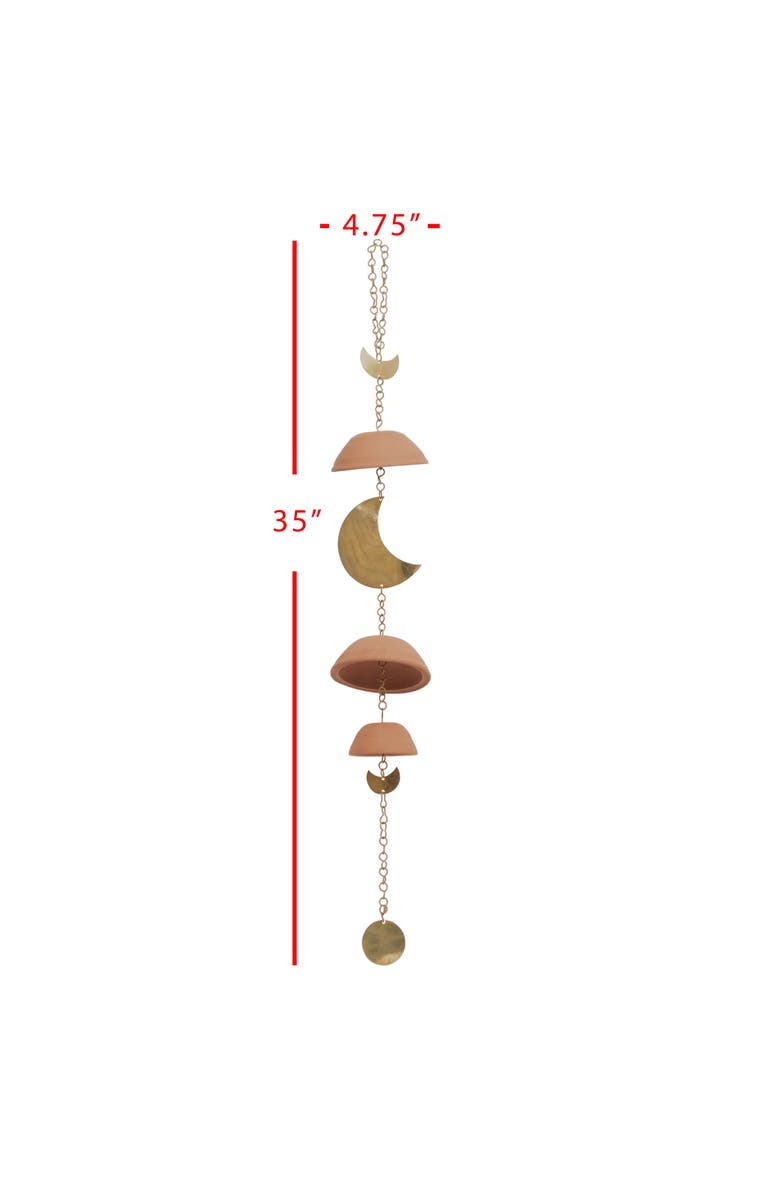 Foreside Home and Garden Moon Brass Terracotta & Metal Wall Hanging, Alternate, color, Brown