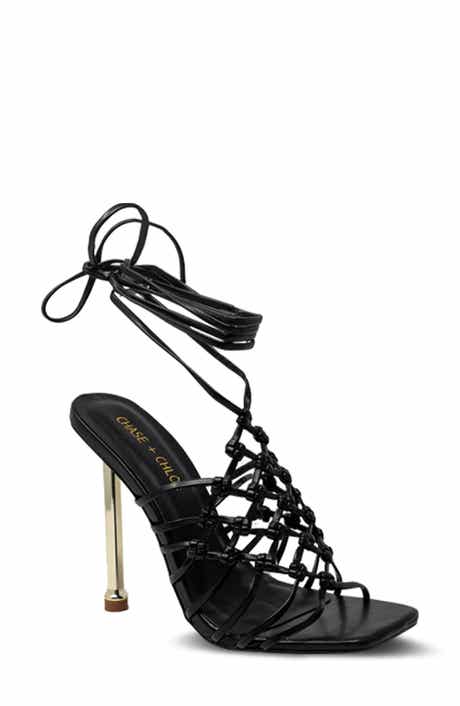 CHASE AND CHLOE Caged Ankle Tie Sandal