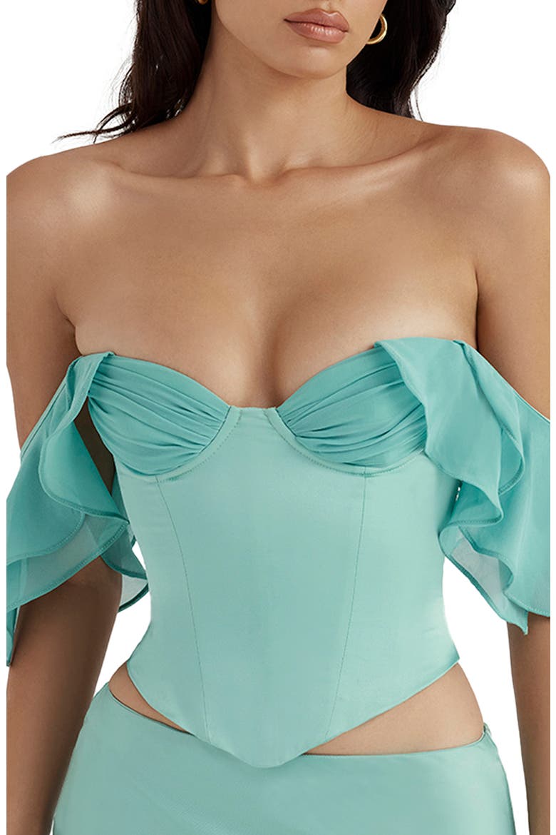 Isabella Ruffle Sleeve Corset Top, Alternate, color, JADE