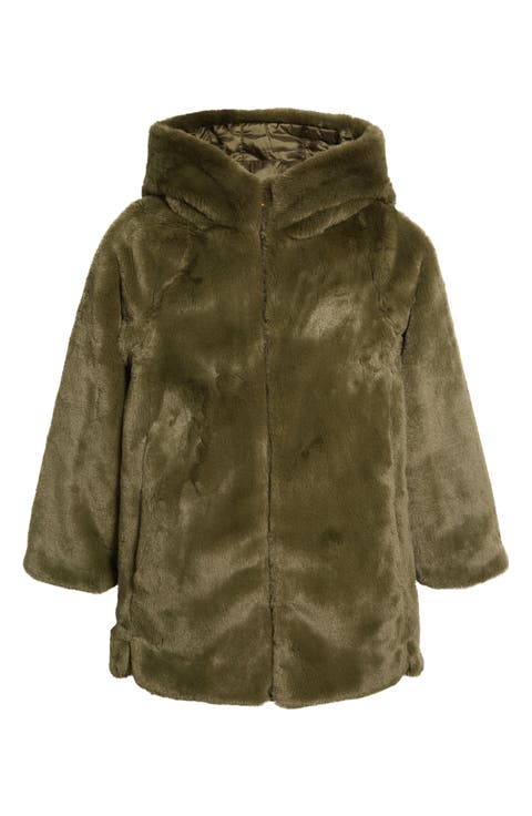 Kids' Flora Reversible Hooded Faux Fur Coat (Toddler, Little Kid & Big Kid)