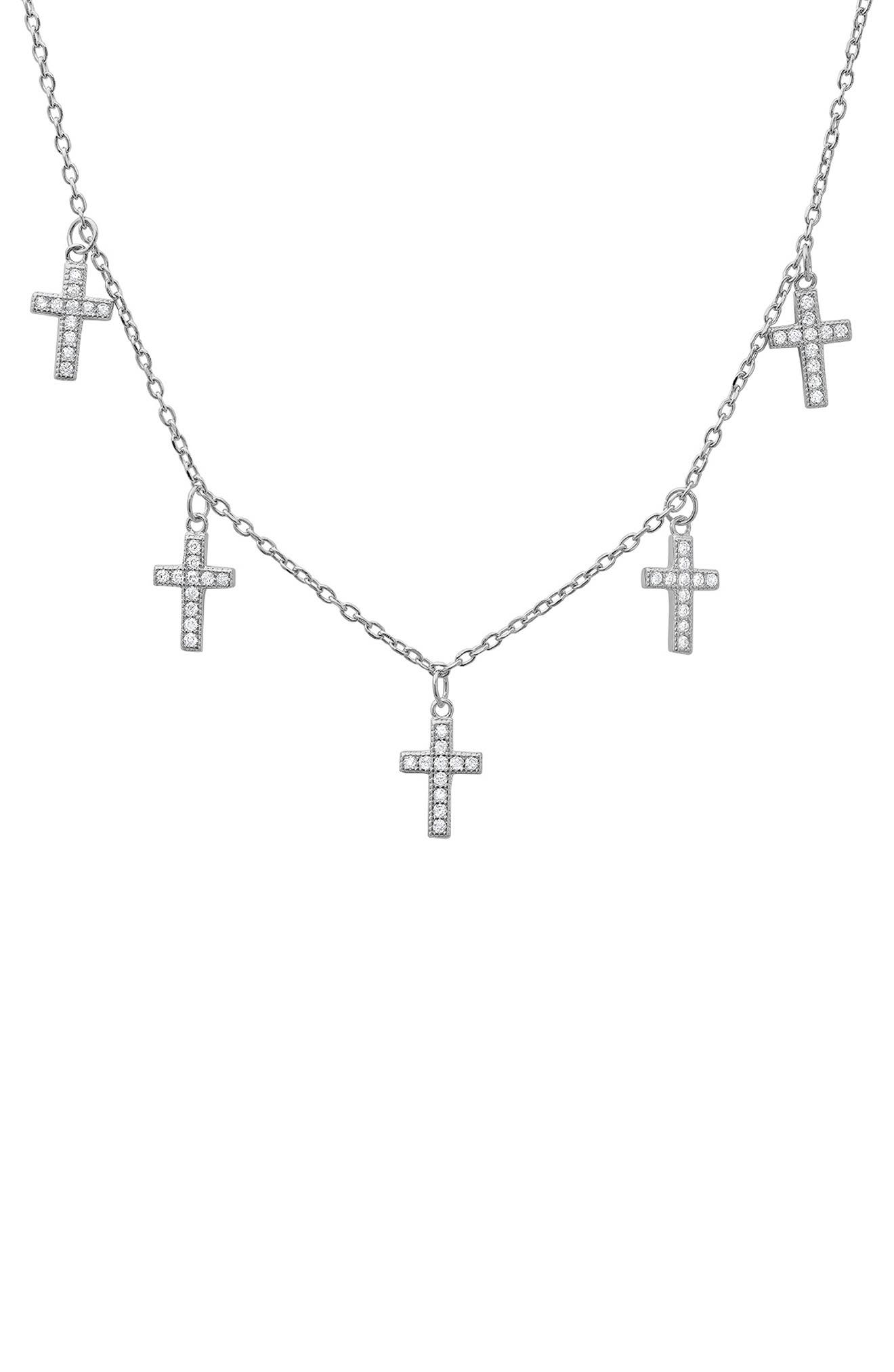Queen Jewels Sterling Silver Dangling Cross Necklace