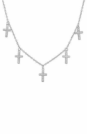 Queen Jewels Sterling Silver Dangling Cross Necklace