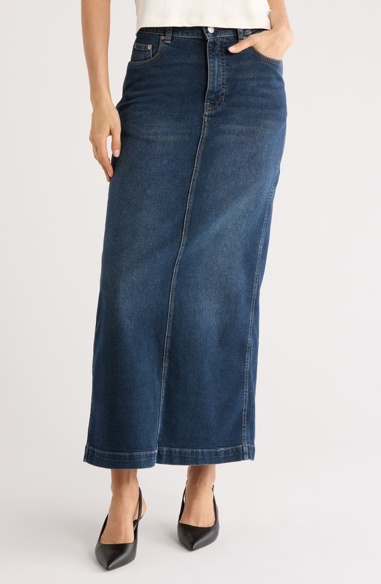 DL1961 Lexie High Waist Denim Maxi Skirt, Main, color, Cromer