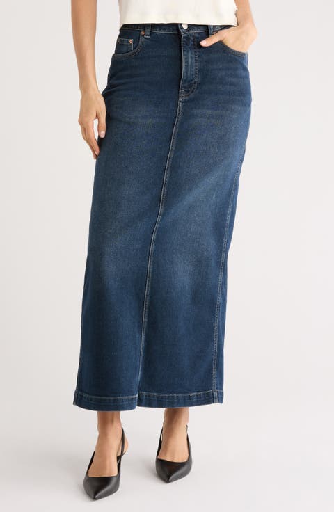 Lexie High Waist Denim Maxi Skirt