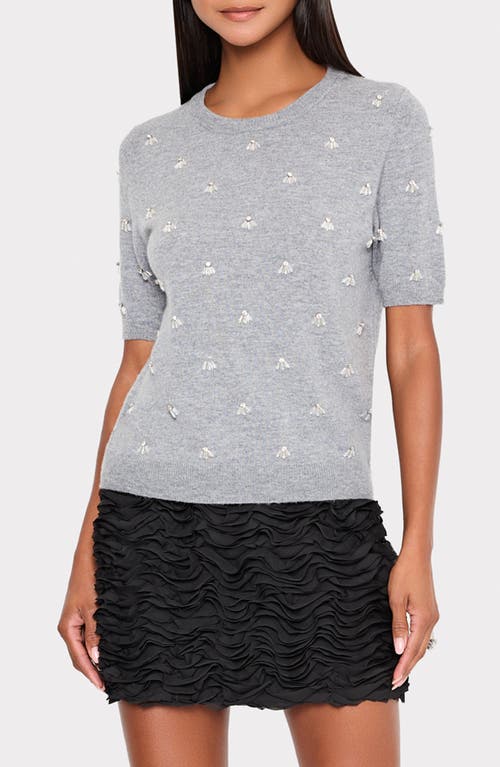 Milly Rosalyn Rhinestone Embellished Crewneck Top In Gray