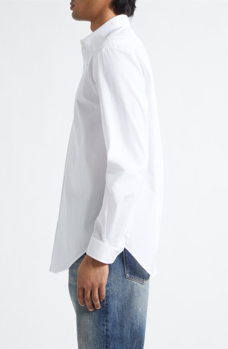 Balmain Cotton Poplin Button-Down Shirt, Alternate, color, 0Fb Optical White