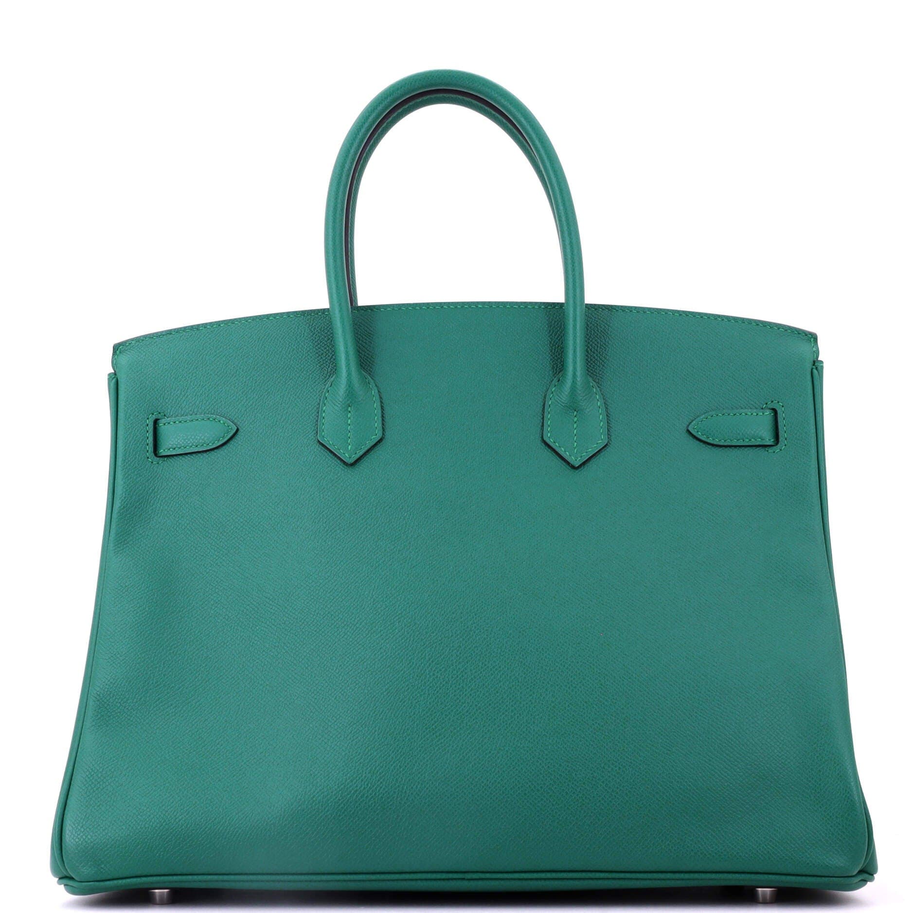 Birkin Handbag Green Epsom with Palladium Hardware 35, Alternate, color, Green
