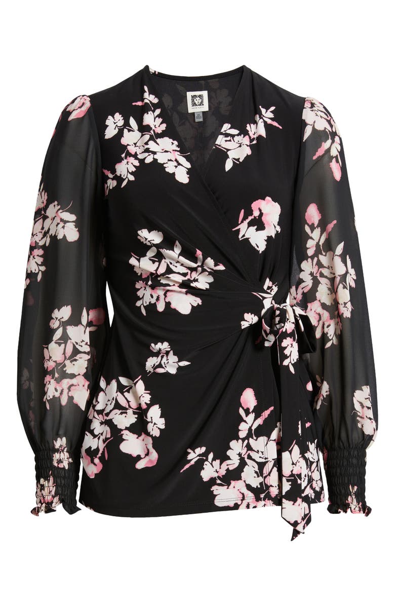 Anne Klein Print Wrap Top, Alternate, color, 