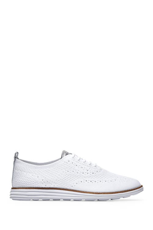 Cole Haan Original Grand Stitchlite Wingtip Oxford In Optic White Knit