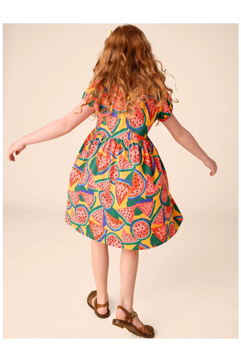Puff Sleeve Empire Dress, Alternate, color, Wiggly Watermelons