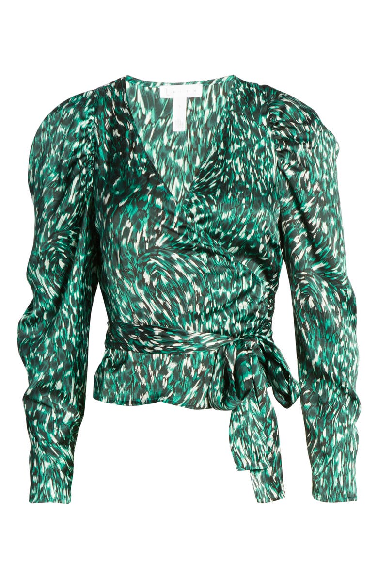 Leith Puff Sleeve Wrap Top, Alternate, color, 