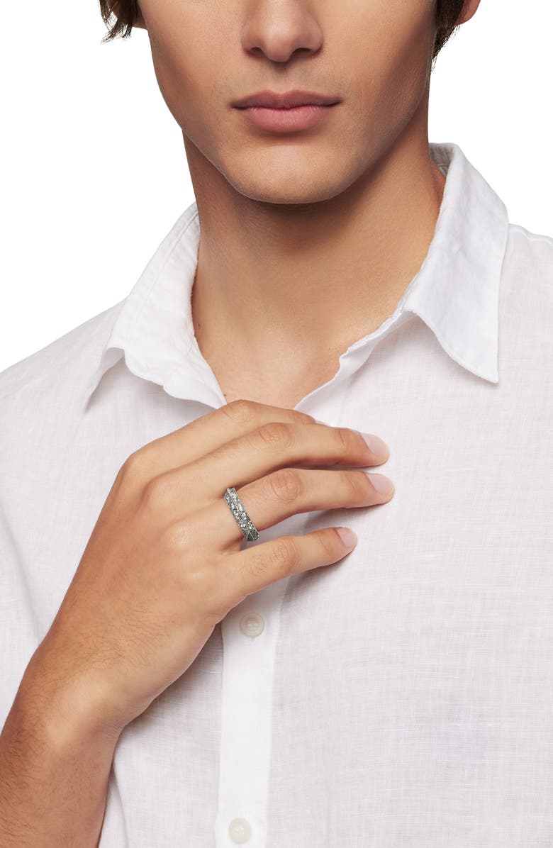 David Yurman Torqued Faceted Band Ring in Sterling Silver with Pavé Diamonds, Alternate, color, Sterling Silver