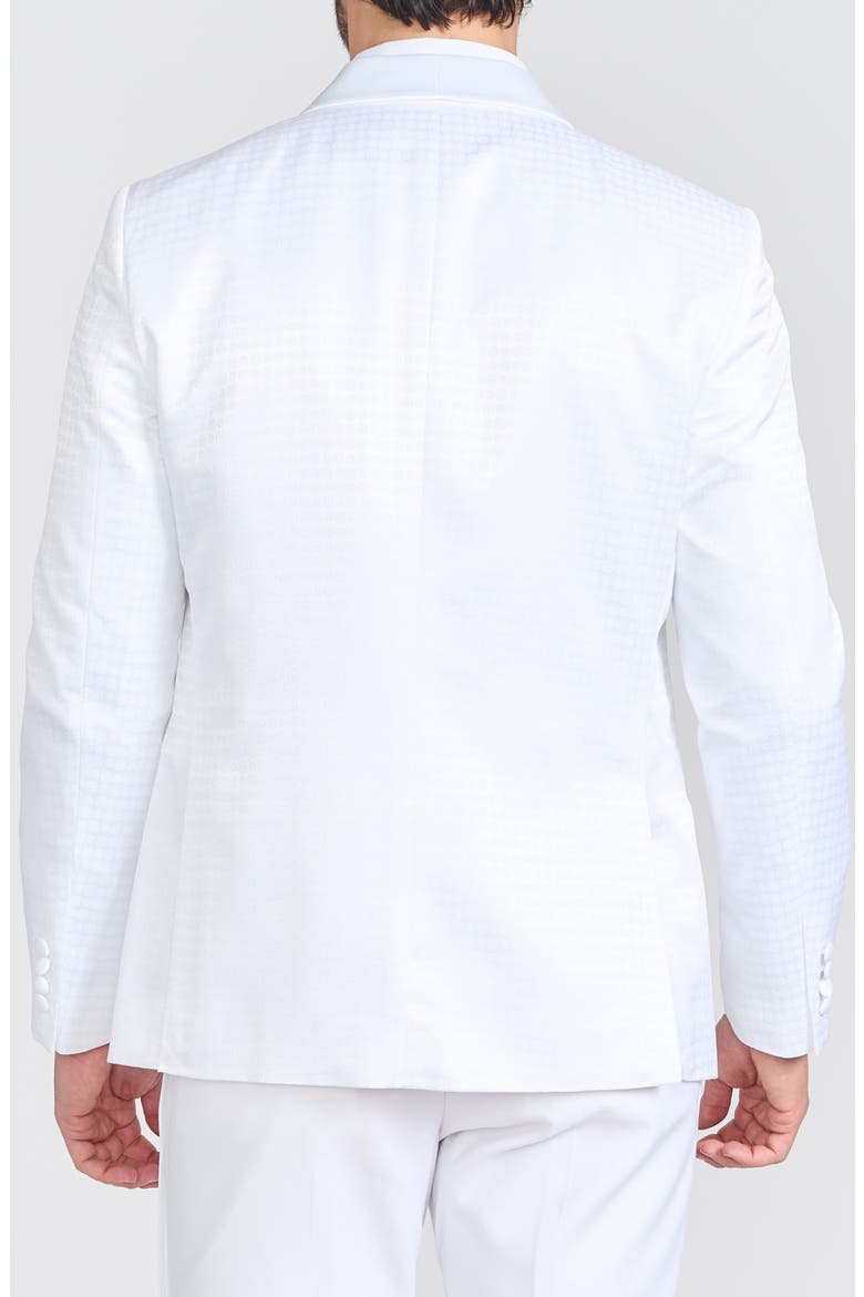 Varick White Jacquard One Button Shawl Collar Dinner Jacket, Alternate, color, WHITE