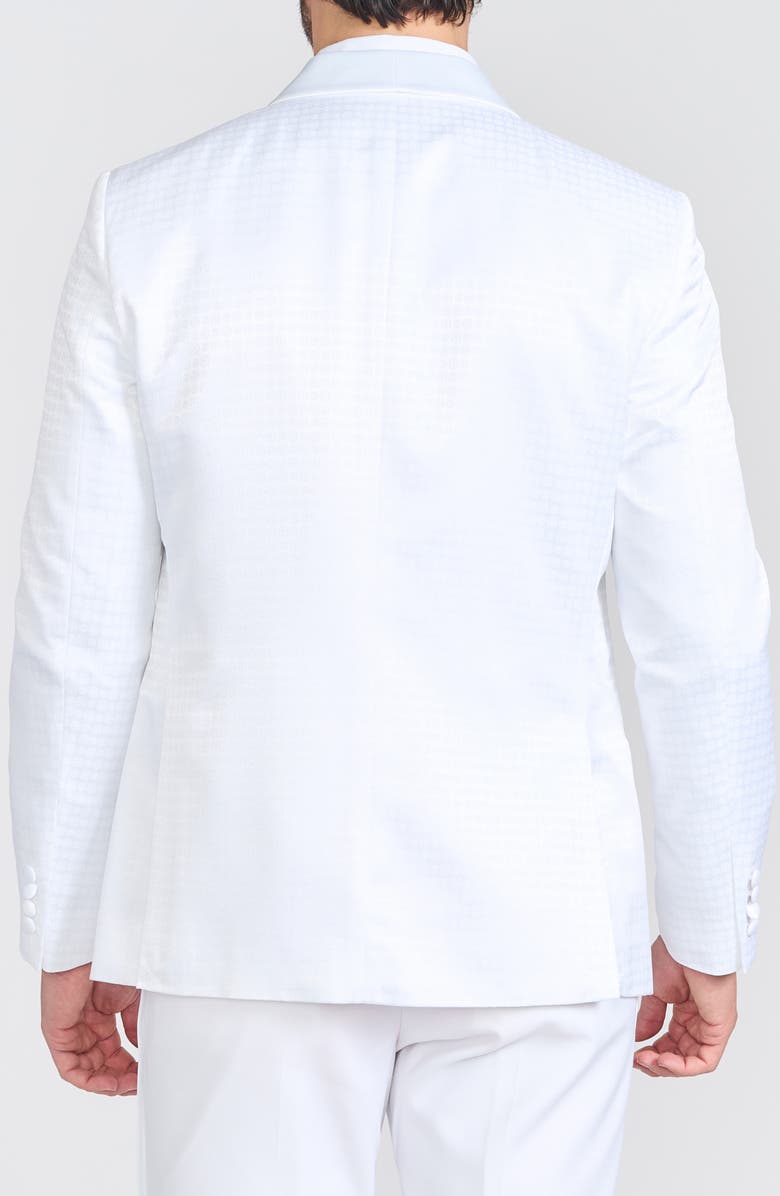 SAVILE ROW CO Varick White Jacquard One Button Shawl Collar Dinner Jacket, Alternate, color, White