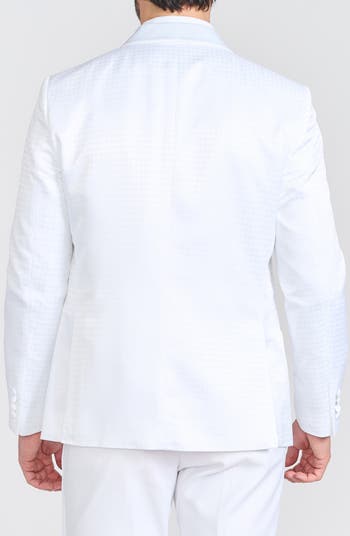 Varick White Jacquard One Button Shawl Collar Dinner Jacket