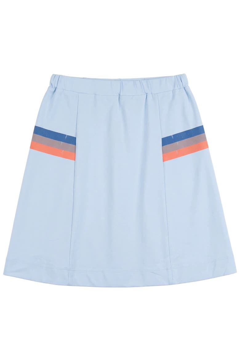 Multi Color Stripe Elastic Waist Side Panel Midi Skirt, Main, color, Blue