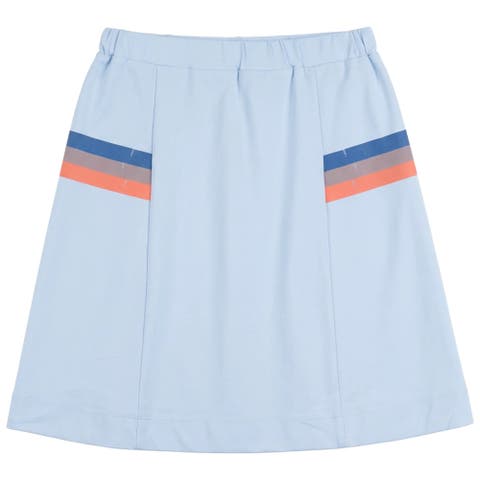 Multi Color Stripe Elastic Waist Side Panel Midi Skirt (Little Kid & Big Kid)