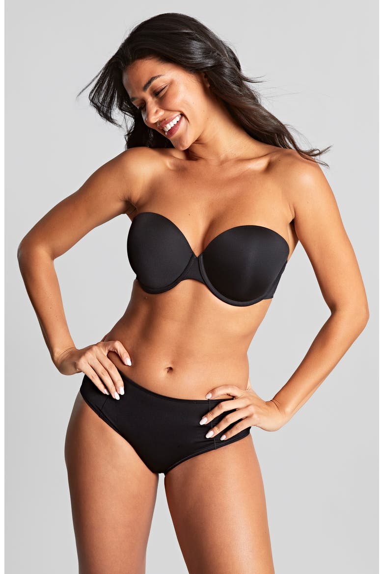 Porcelain Elan Underwire Smooth & Seamless Strapless Bra, Alternate, color, BLACK