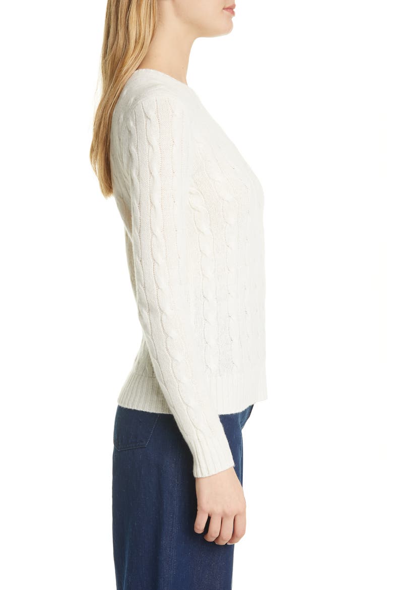 Julianna Wool & Cashmere Cable Sweater, Alternate, color, CREAM