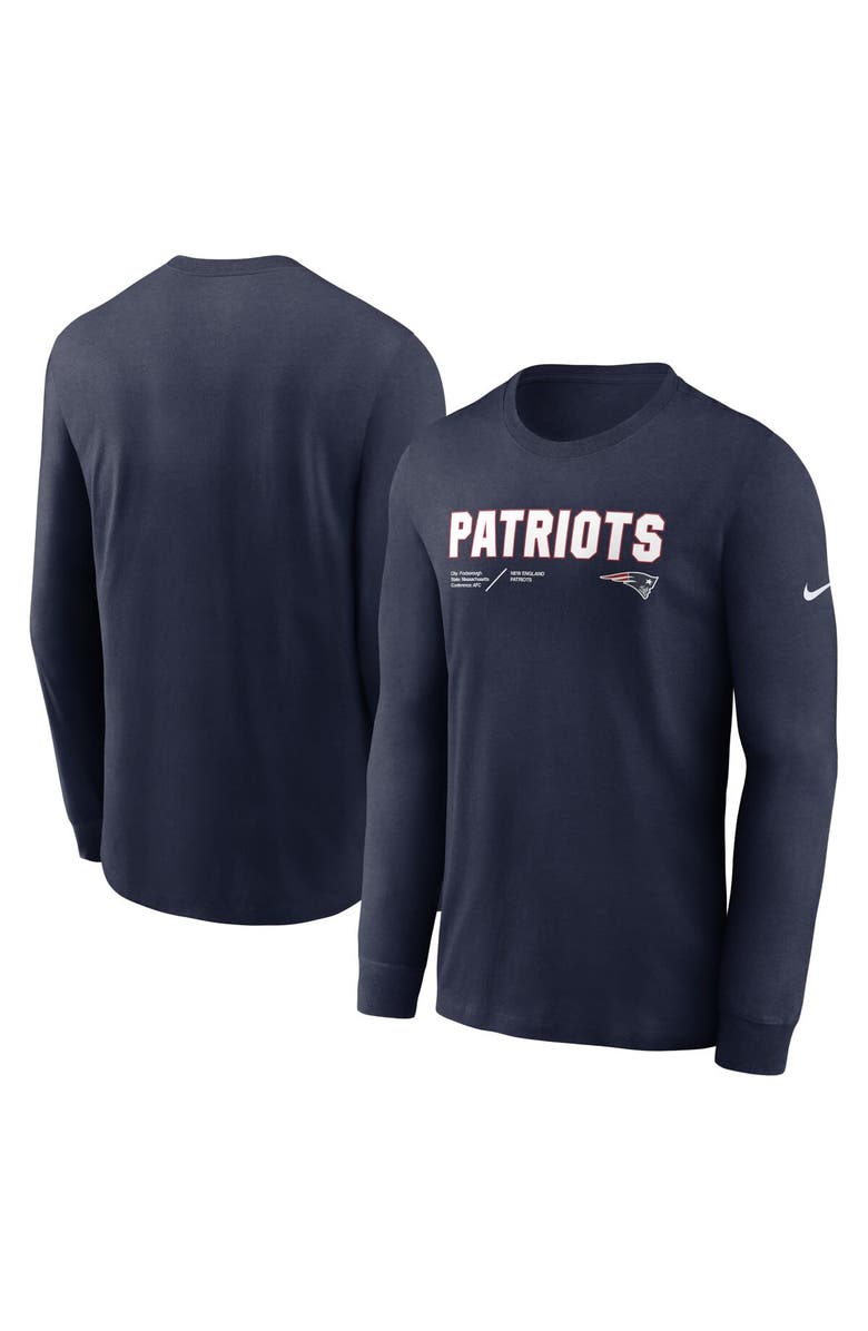 Nike Men's Nike Navy New England Patriots Sideline Infograph Lock Up Performance Long Sleeve T-Shirt, Main, color, Navy