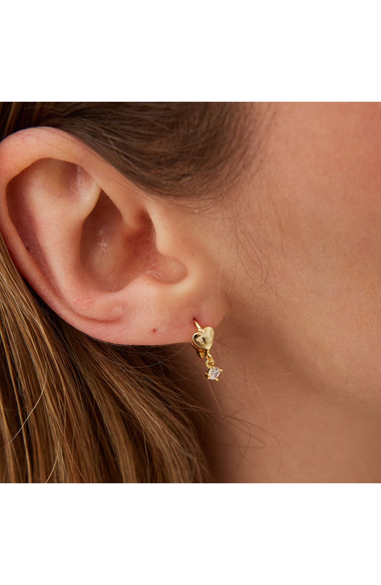 Spero London Heart Huggie Hoop Drop Earrings, Alternate, color, Gold