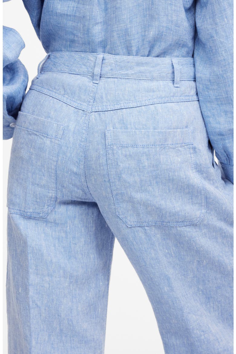 Zoe Relaxed Wide Leg Linen Pants, Alternate, color, SUNFADED BLUE