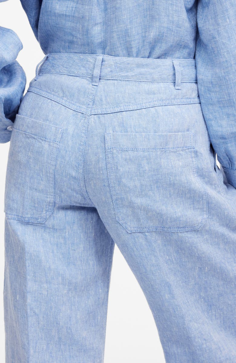 Madewell Zoe Relaxed Wide Leg Linen Pants, Alternate, color, Sunfaded Blue