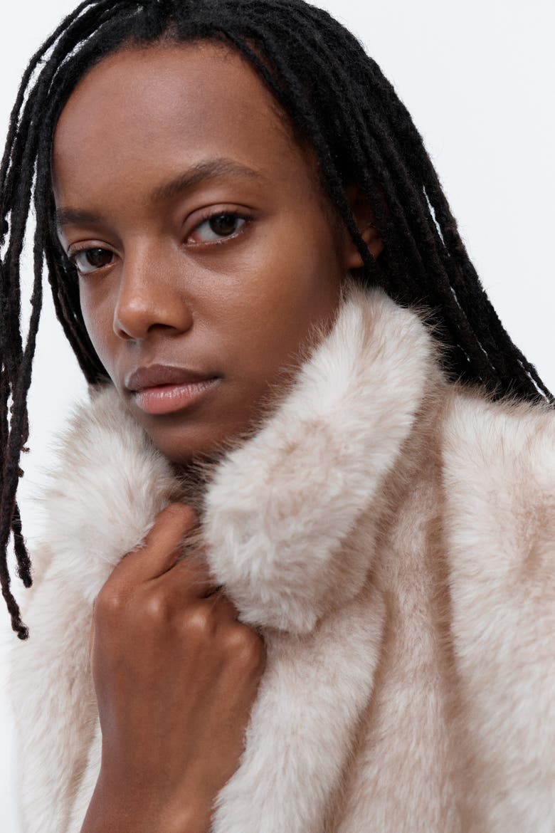 Fluffy Vest With Funnel Collar, Alternate, color, Dusty beige