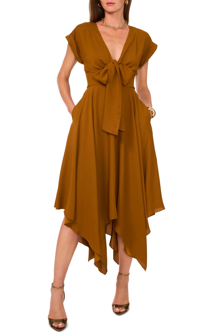 Front Bow Handkerchief Hem Dress, Main, color, CATHAY SPICE