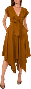 1.STATE Front Bow Handkerchief Hem Dress