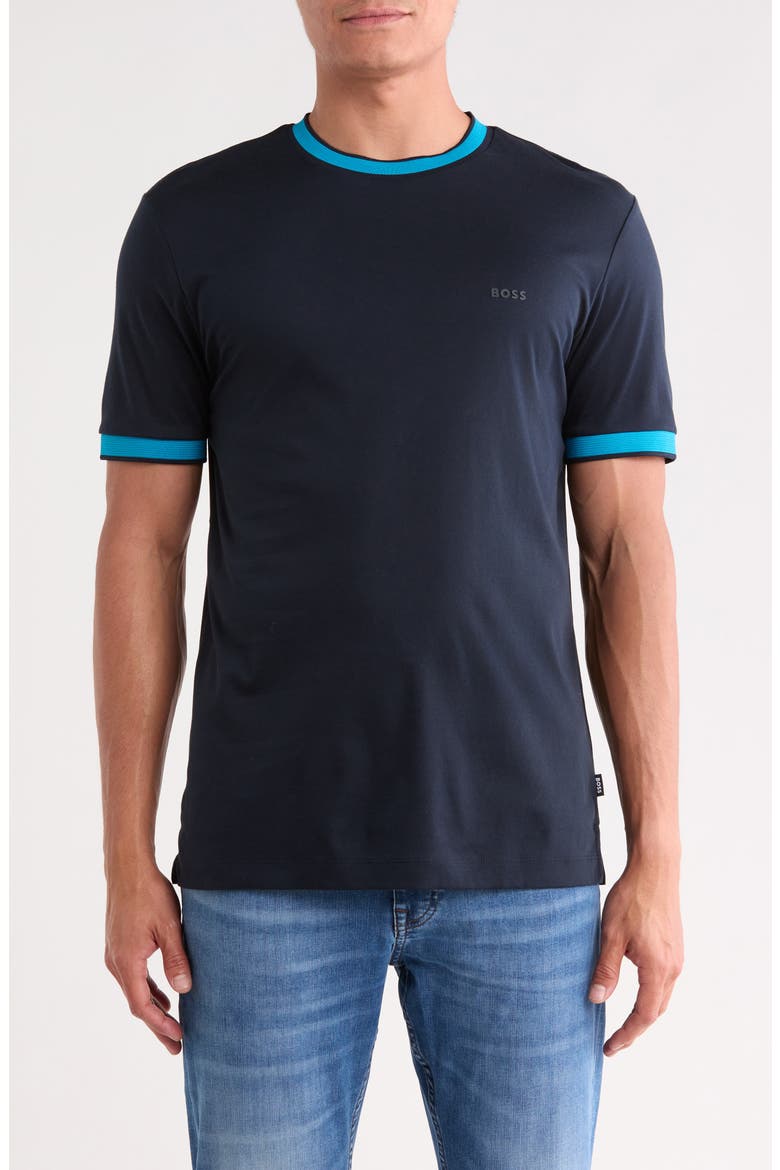 H-Tessler Tipped Mercerized Cotton T-Shirt, Main, color, DARK BLUE