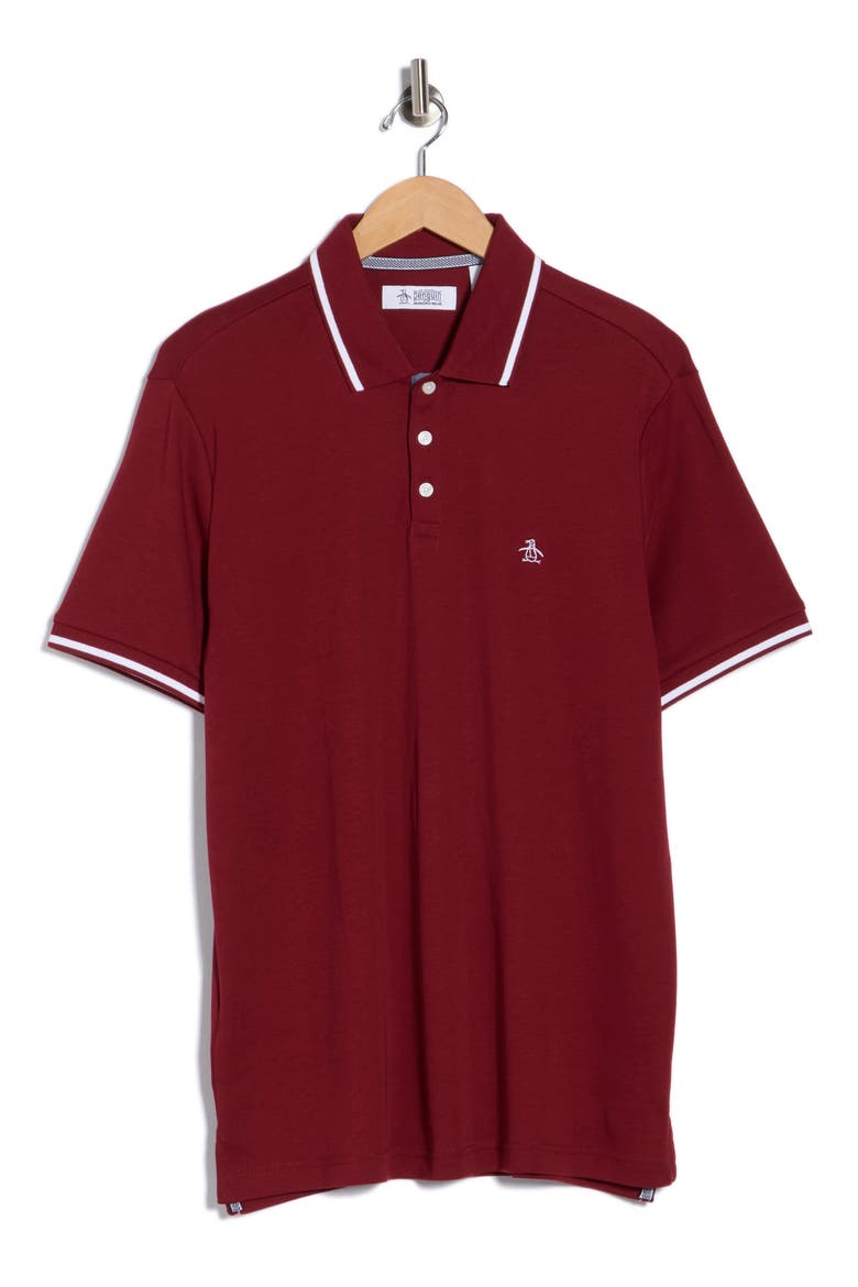 Tipped Cotton Interlock Polo, Alternate, color, CABERNET