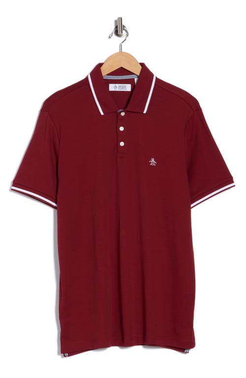 Original Penguin Tipped Cotton Interlock Polo In Burgundy