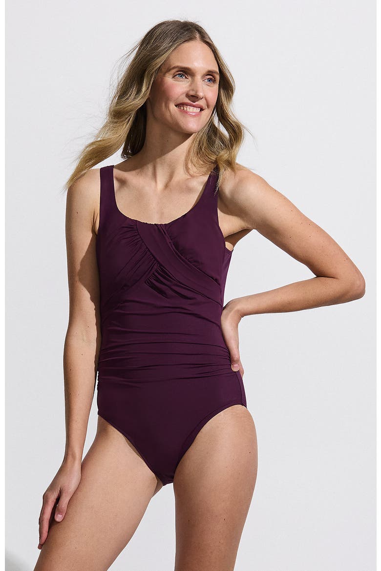 New SlenderSuit Carmela Underwire One Piece Swimsuit, Main, color, Dark Wine