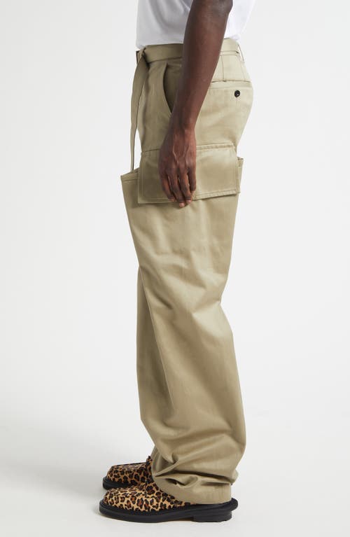 Sacai Belted Cotton Twill Cargo Chinos In Green