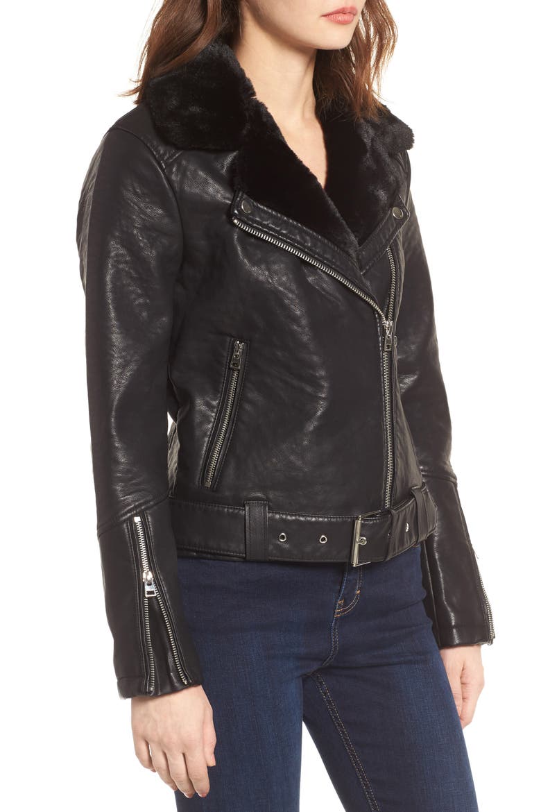 Vardy Faux Leather Biker Jacket, Alternate, color, BLACK