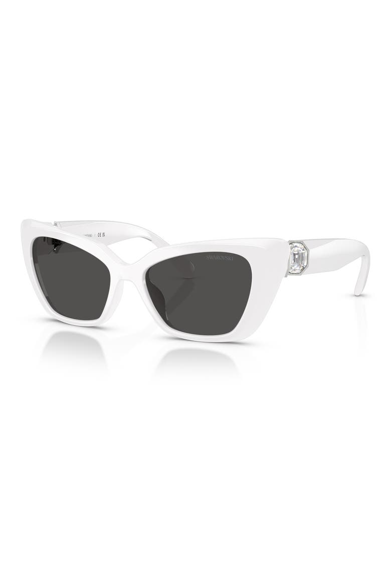 54mm Cat Eye Sunglasses, Alternate, color, WHITE / DARK GREY