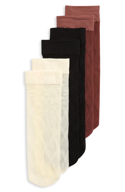 3-Pack Sheer Diamond Ankle Socks